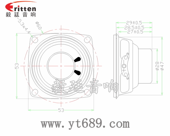 52mm20芯内磁全频喇叭成品图 3瓦40mm外磁全频喇叭成品图